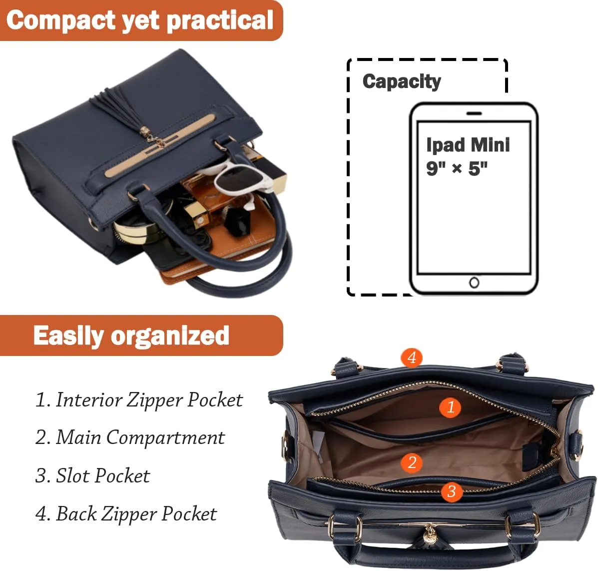 LJOSEIND Small Satchel Purses for Women - Fashionable Handbags, Top Handle Crossbody Bags with Adjustable Strap