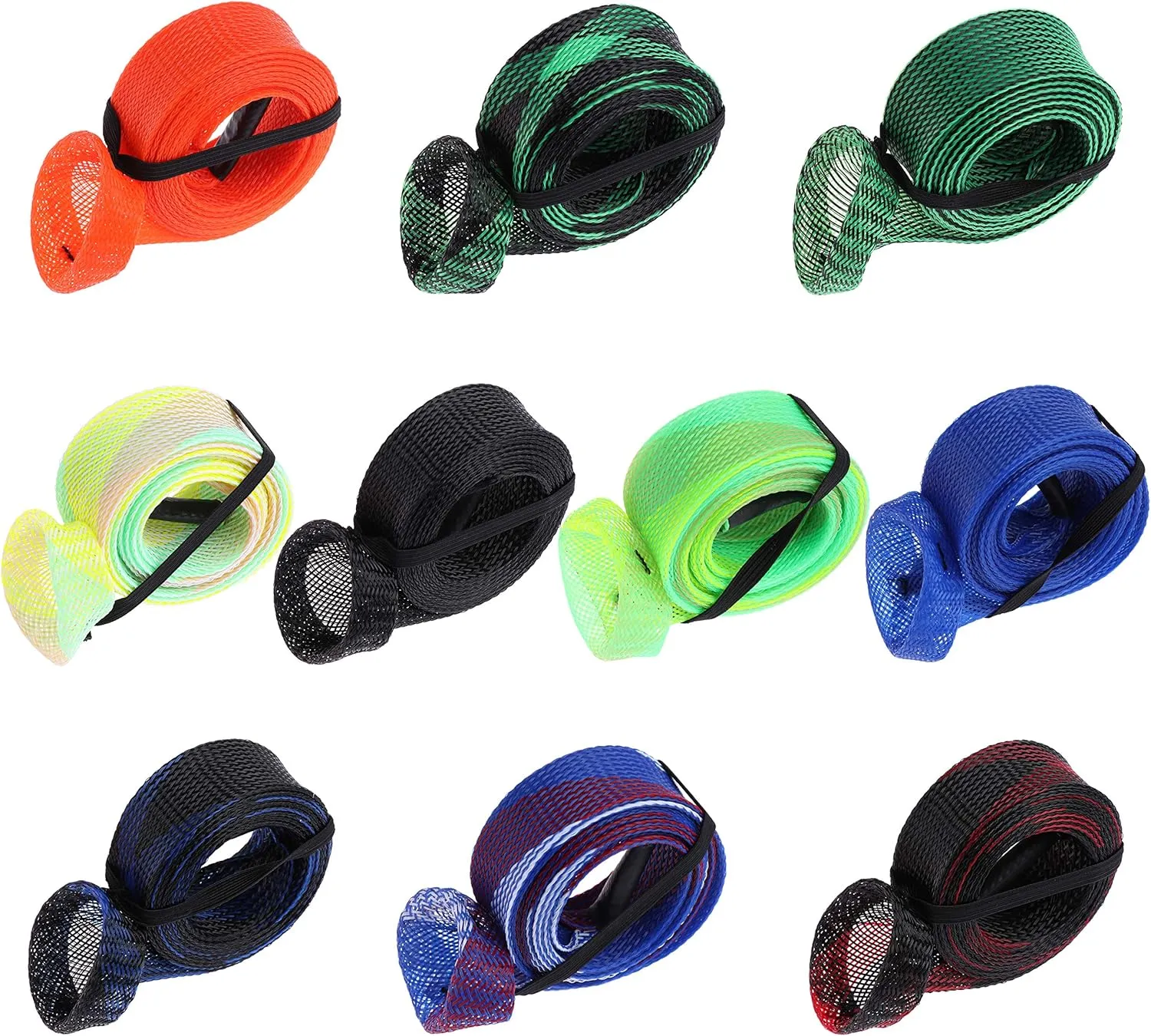 LOCOLO 10 Pieces Fishing Rod Cover-Sock Rod with Lanyard -Fits Spinning, Casting Rod, 6'- 7' Rod