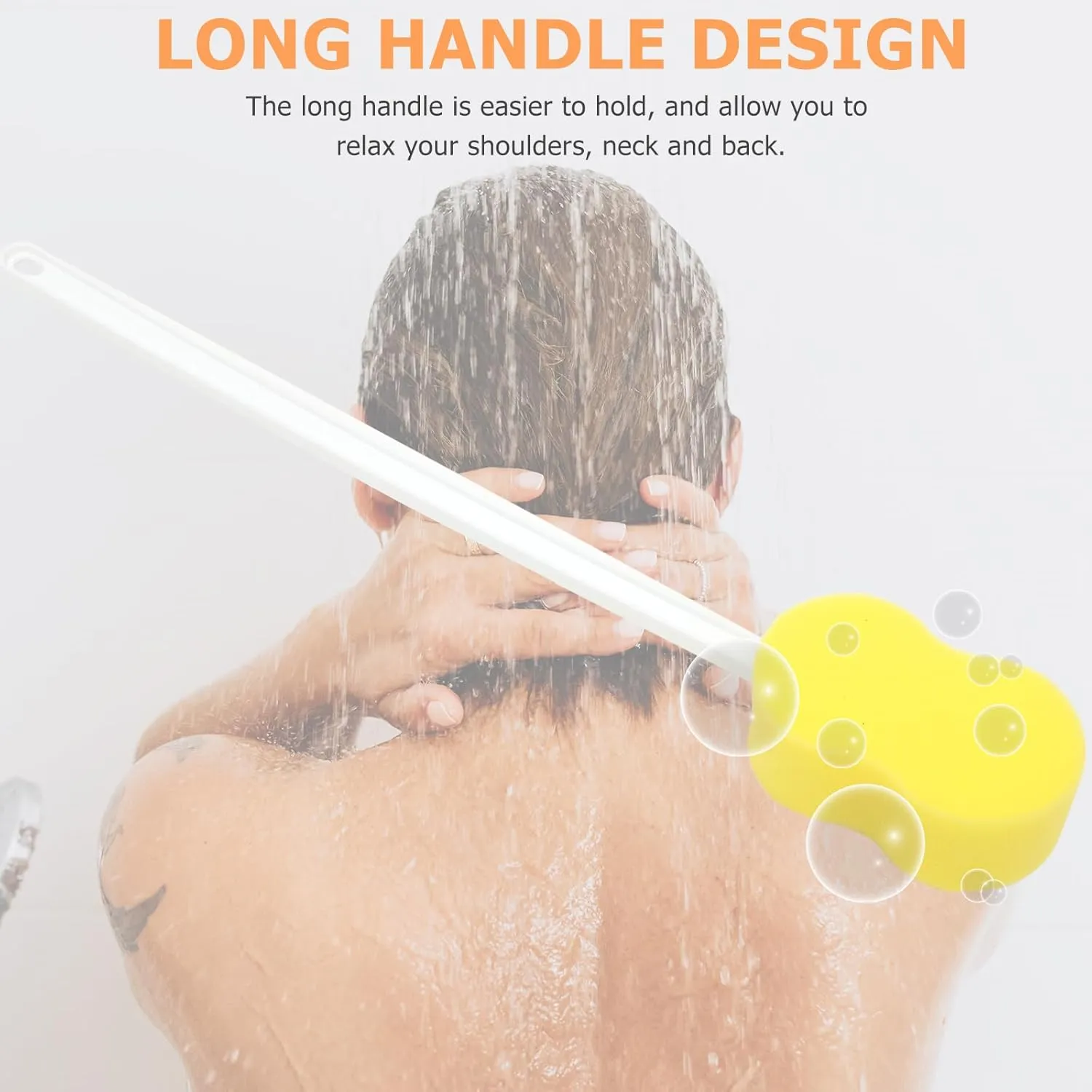 Long Handle Bath Sponge Body Cleansing Scrubber Shower Back Scrubber Foot Cleaner for Shower Floor Straps for Men Bath Scrubber for Body Shower Scrub Brush for Body Bath Brush