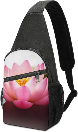 Lotus Flower Sling Bag Sport Backpack Hiking Daypack Casual Chest Packs Crossbody Bag for Men Women