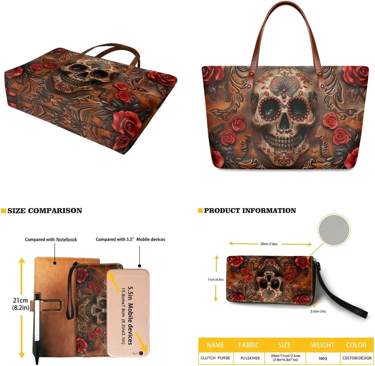 Lotusorchid 2 Pcs Hand bags Purses, Women Top Handle Bag Satchel Shoulder Bag, Large Tote Handbag with PU Wallet