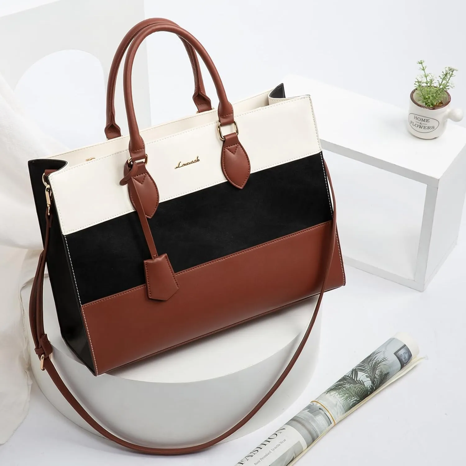 LOVEVOOK Laptop Tote Bag for Women, 15.6 Inch Work Bags, Waterproof Computer Bags with Clutch Purse, Large Capacity Messenger Bag for Teacher College Business Office