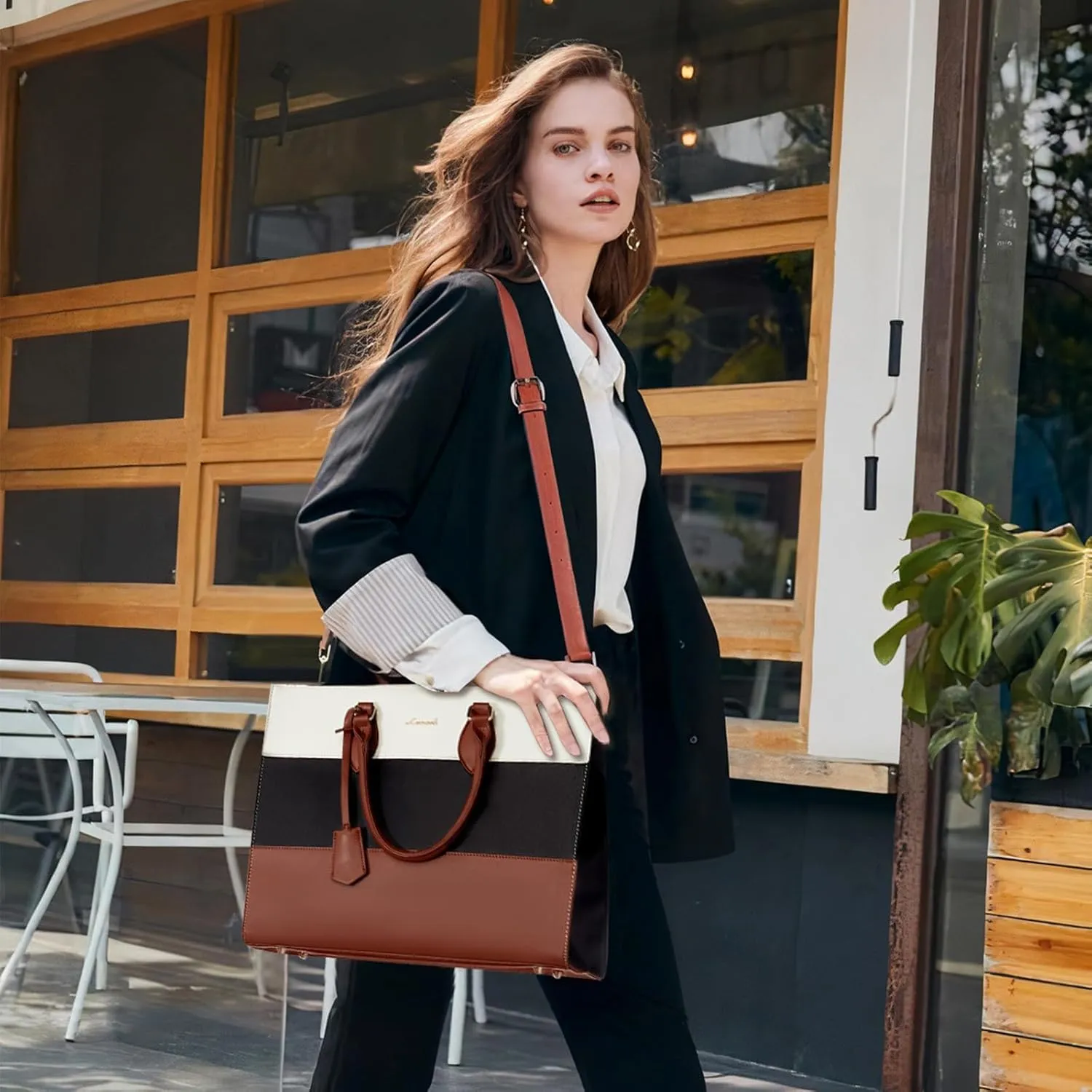 LOVEVOOK Laptop Tote Bag for Women, 15.6 Inch Work Bags, Waterproof Computer Bags with Clutch Purse, Large Capacity Messenger Bag for Teacher College Business Office