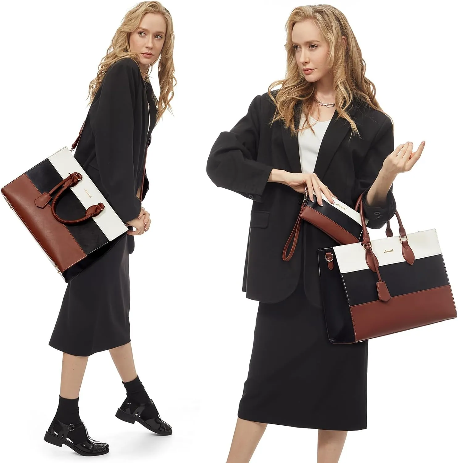 LOVEVOOK Laptop Tote Bag for Women, 15.6 Inch Work Bags, Waterproof Computer Bags with Clutch Purse, Large Capacity Messenger Bag for Teacher College Business Office