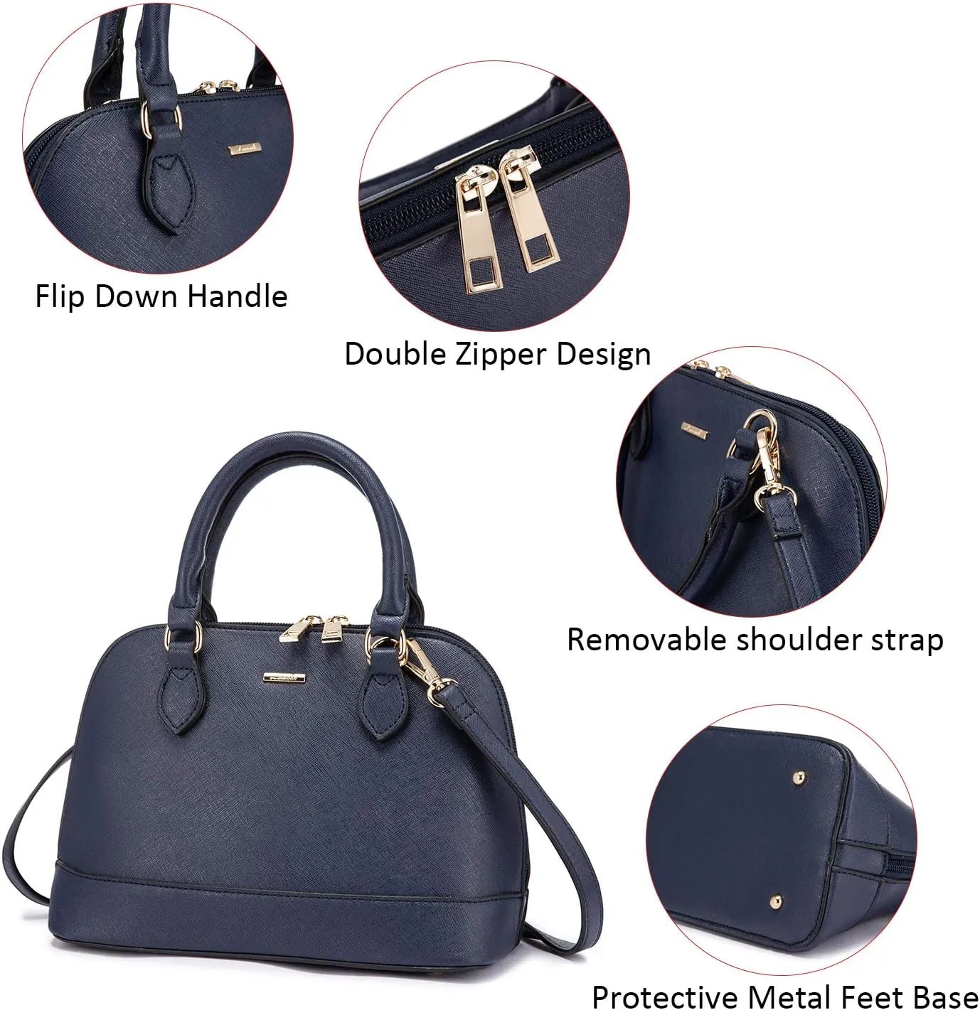 LOVEVOOK Purse for Women Small Crossbody Bags Classic Double Zip Top Handle Dome Satchel Bag