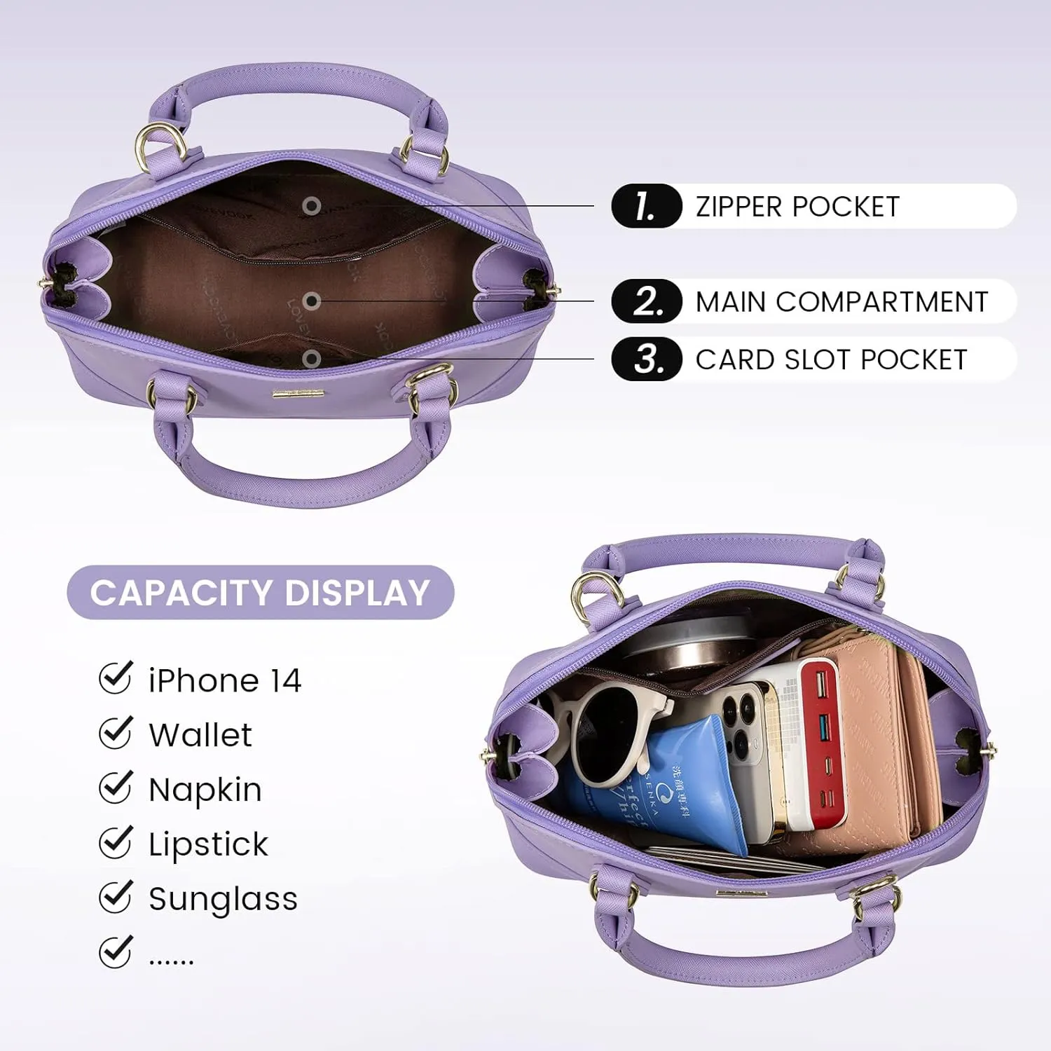 LOVEVOOK Purse for Women Small Crossbody Bags Classic Double Zip Top Handle Dome Satchel Bag