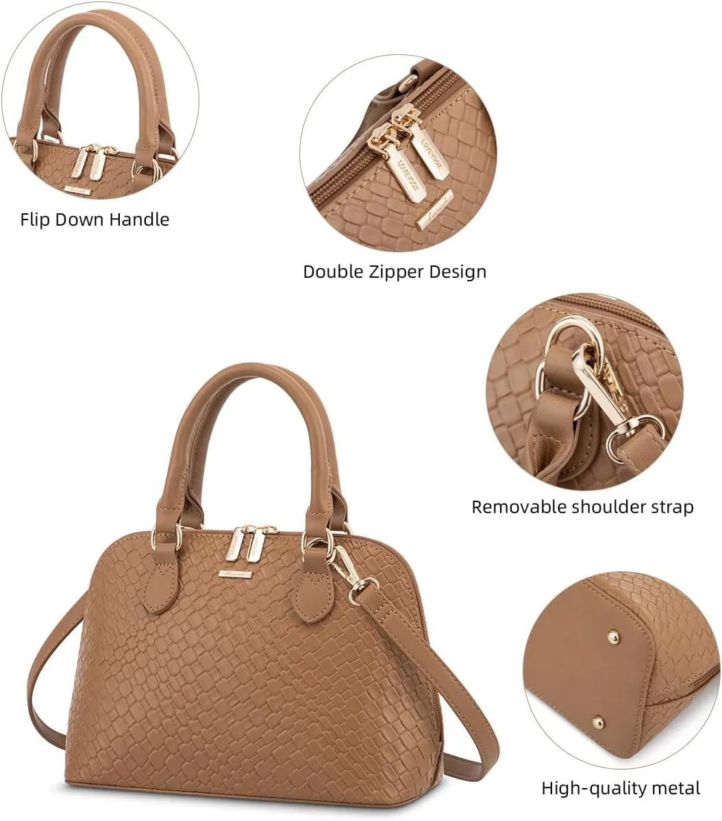 LOVEVOOK Purse for Women Small Crossbody Bags Classic Double Zip Top Handle Dome Satchel Bag