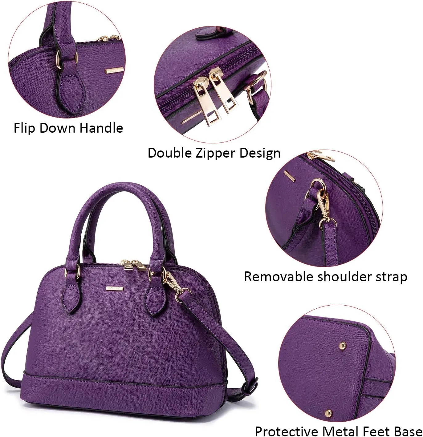 LOVEVOOK Purse for Women Small Crossbody Bags Classic Double Zip Top Handle Dome Satchel Bag