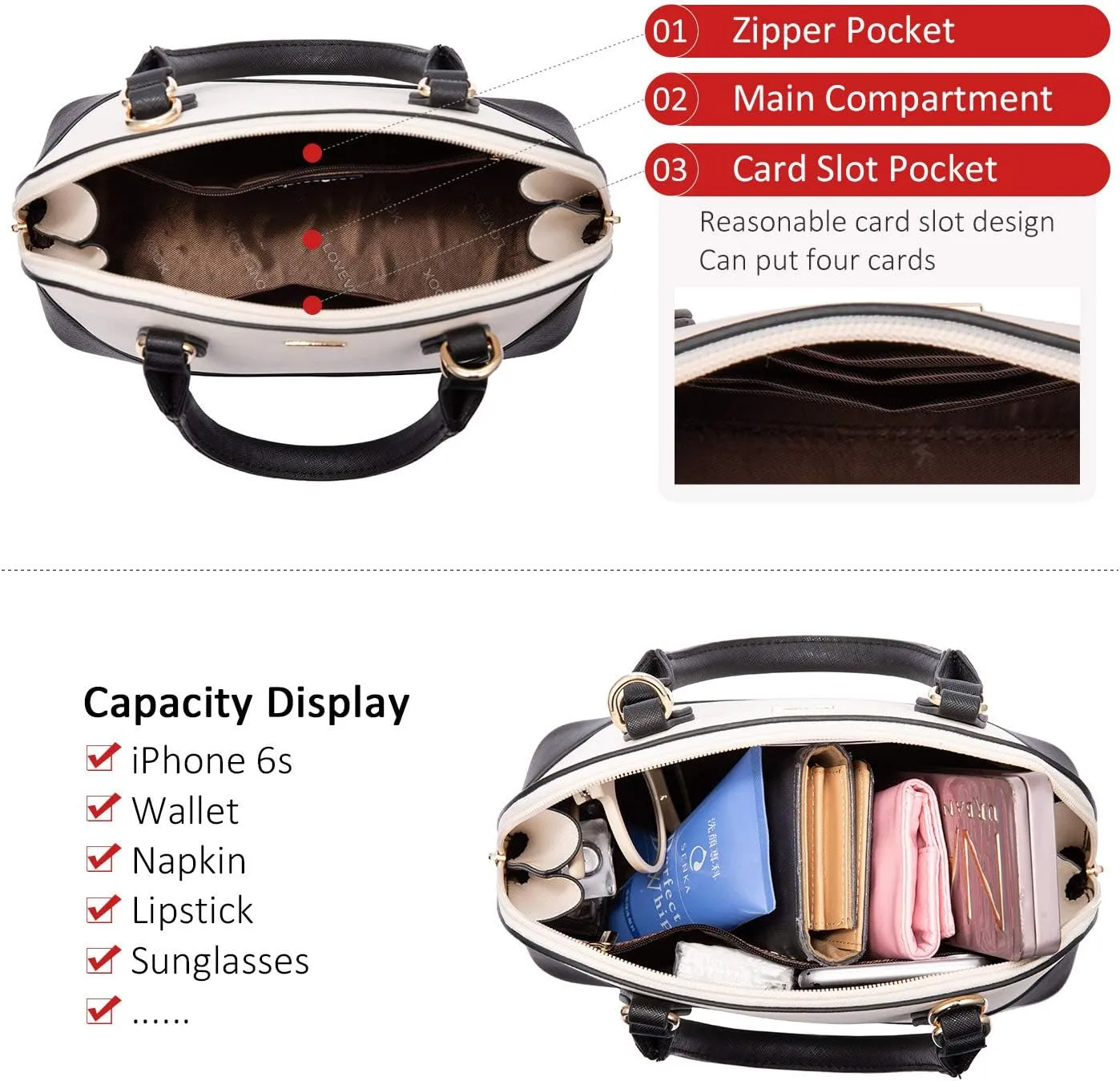 LOVEVOOK Purse for Women Small Crossbody Bags Classic Double Zip Top Handle Dome Satchel Bag