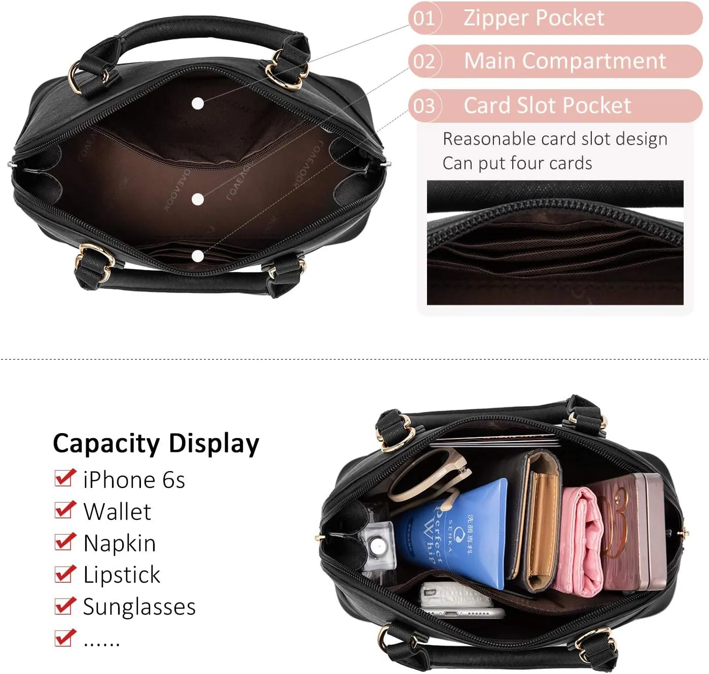 LOVEVOOK Purse for Women Small Crossbody Bags Classic Double Zip Top Handle Dome Satchel Bag