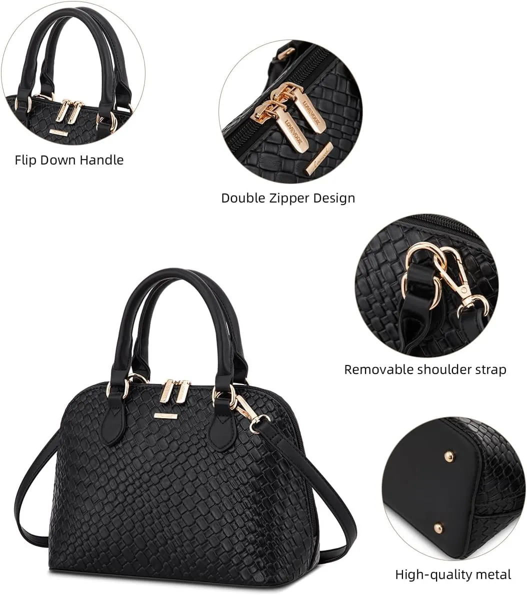 LOVEVOOK Purse for Women Small Crossbody Bags Classic Double Zip Top Handle Dome Satchel Bag
