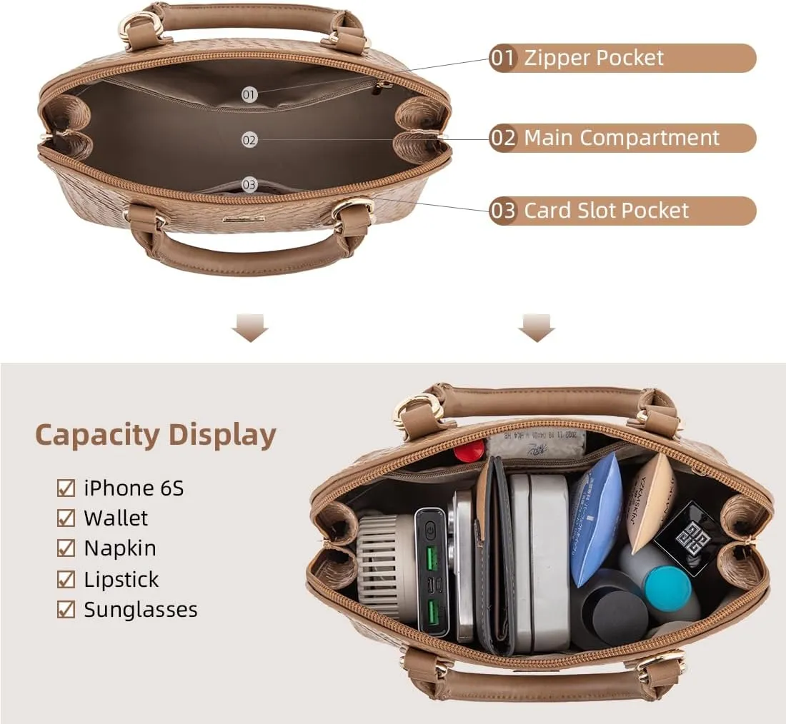 LOVEVOOK Purse for Women Small Crossbody Bags Classic Double Zip Top Handle Dome Satchel Bag