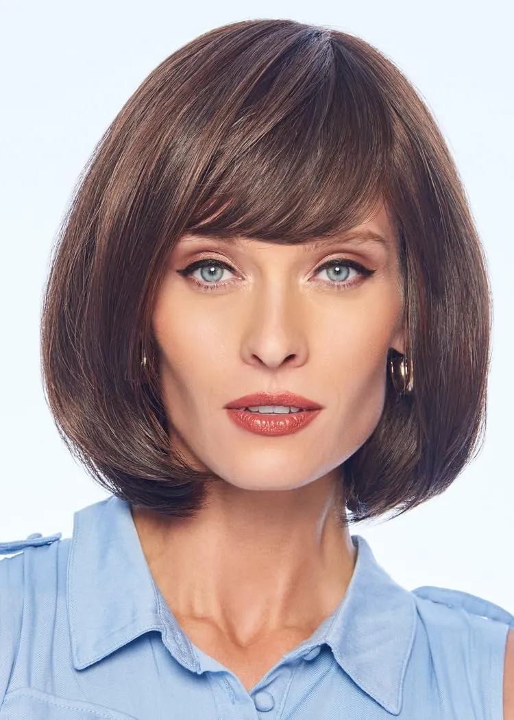 Luck Clasic Chin-Length Bob Wig, Face framing Customized Full-Fringe by Hairuwear, Average Cap, Dark Blonde