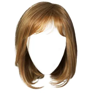 Luck Clasic Chin-Length Bob Wig, Face framing Customized Full-Fringe by Hairuwear, Average Cap, Dark Blonde