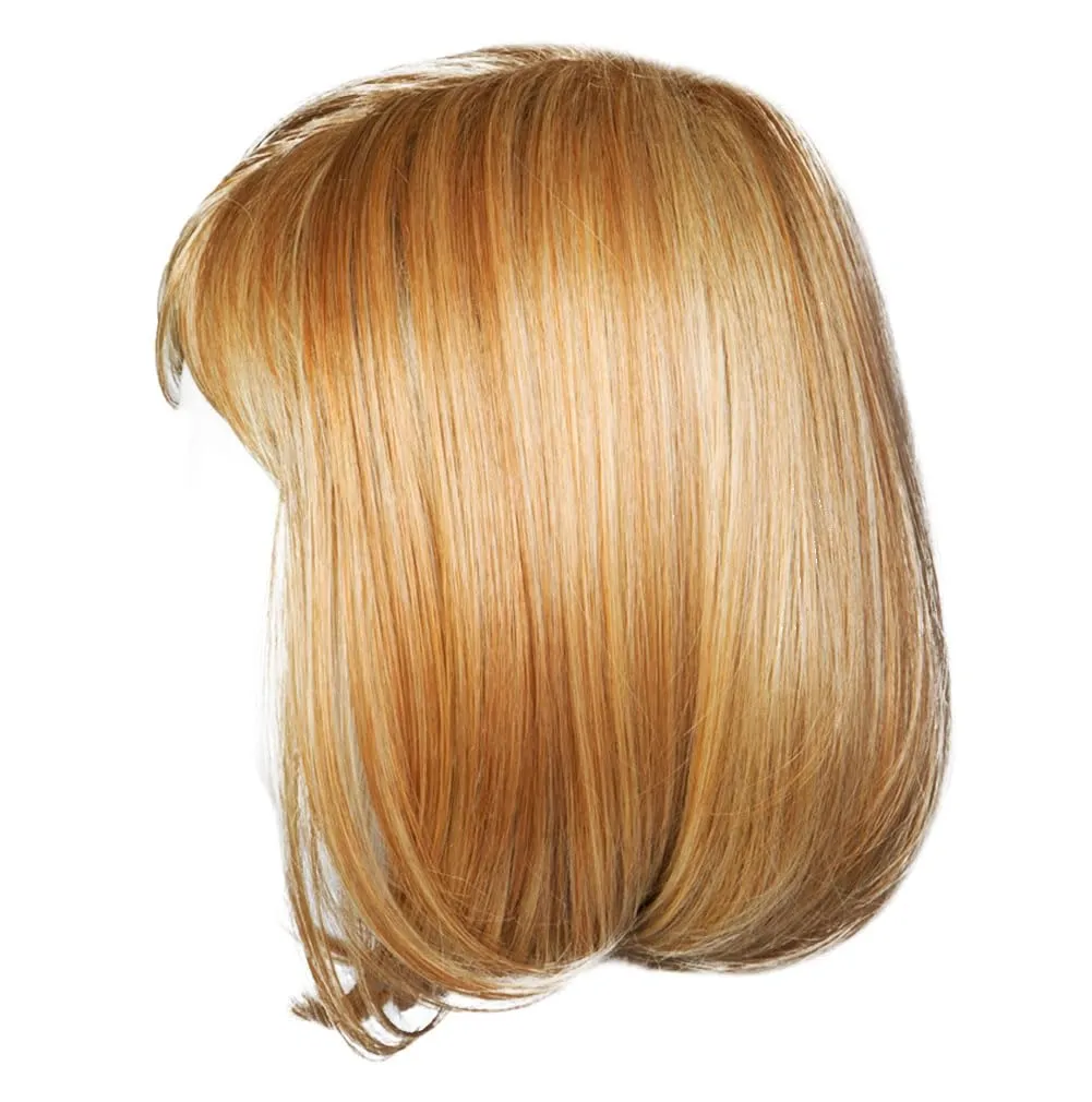 Luck Clasic Chin-Length Bob Wig, Face framing Customized Full-Fringe by Hairuwear, Average Cap, Medium Blonde
