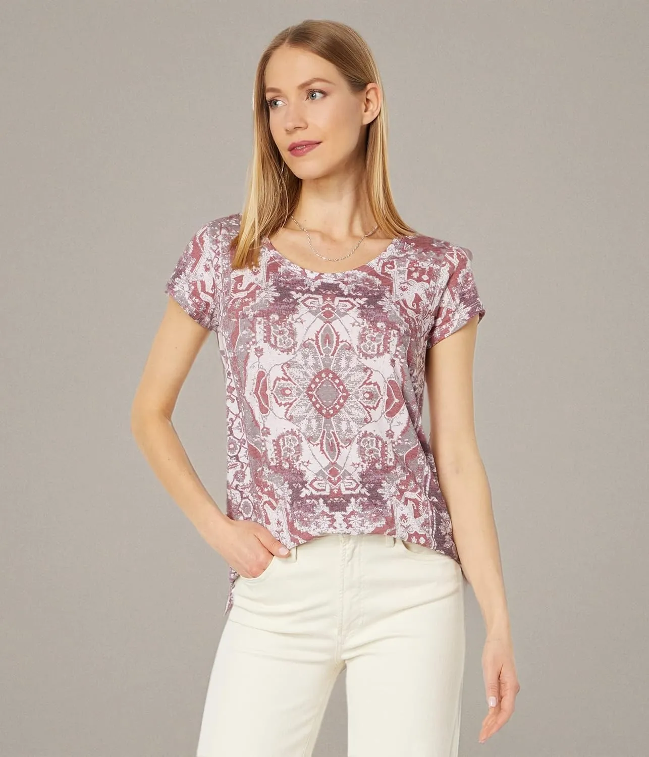 Lucky Brand Women's Printed Scoop Neck Tee