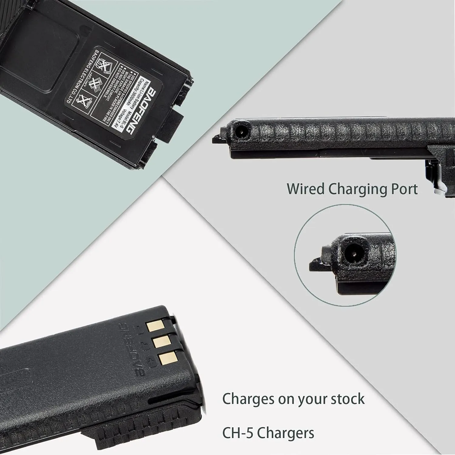 LUITON Replacement Battery BL-5 Two-Way Radio Li-ion Batteries Compatible with UV-5R UV-5RA F8HP 5RTP and 5r Series Capacity 3800mAh (2 Packs)