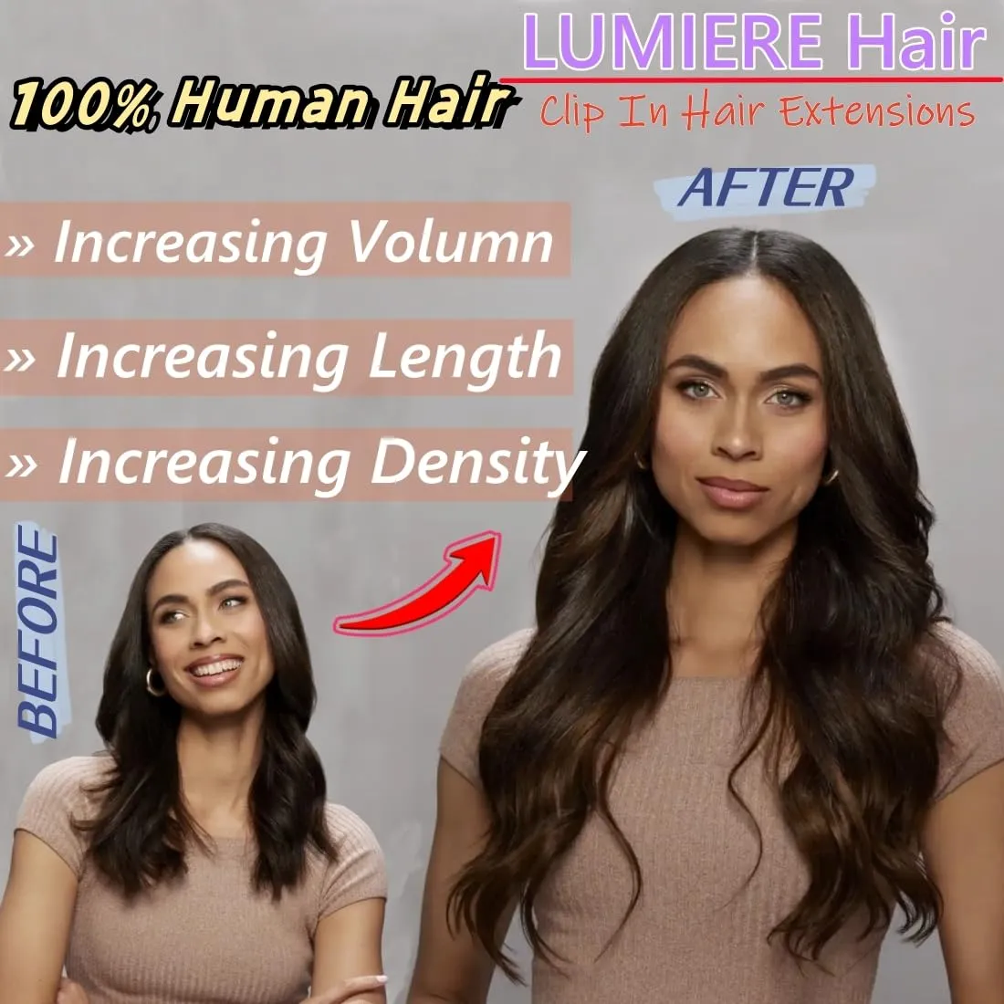 LUMIERE Dark Brown Clip In Hair Extensions, 120g Human Hair Clip In Extensions Seamless Body Wave Clip Ins For Black Women 8Pcs/set With 20clips Double Wefts Dark Brown Color#2 14 Inch