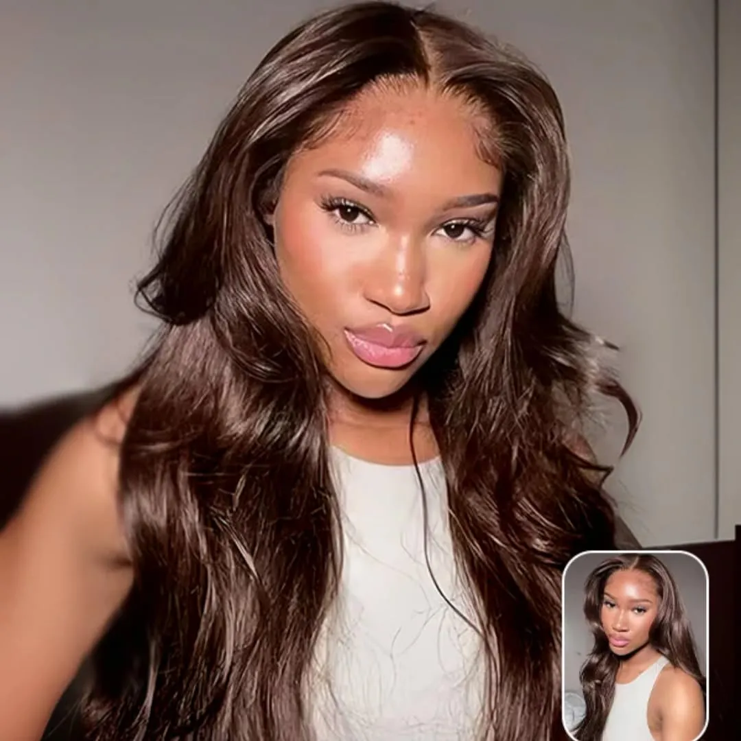 LUMIERE Dark Brown Clip In Hair Extensions, 120g Human Hair Clip In Extensions Seamless Body Wave Clip Ins For Black Women 8Pcs/set With 20clips Double Wefts Dark Brown Color#2 14 Inch