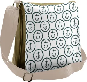 Lunarable Anchor Messenger Bag, Nautical Helm Compass, Unisex Cross-body