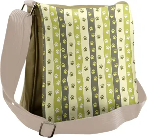 Lunarable Animal Messenger Bag, Cat and Dog Paw Traces, Unisex Cross-body