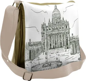 Lunarable Art Messenger Bag, Sketch Rome Italy Art Image, Unisex Cross-body