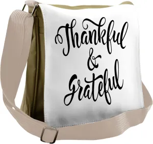 Lunarable Be Thankful Messenger Bag, Be Grateful Words, Unisex Cross-body