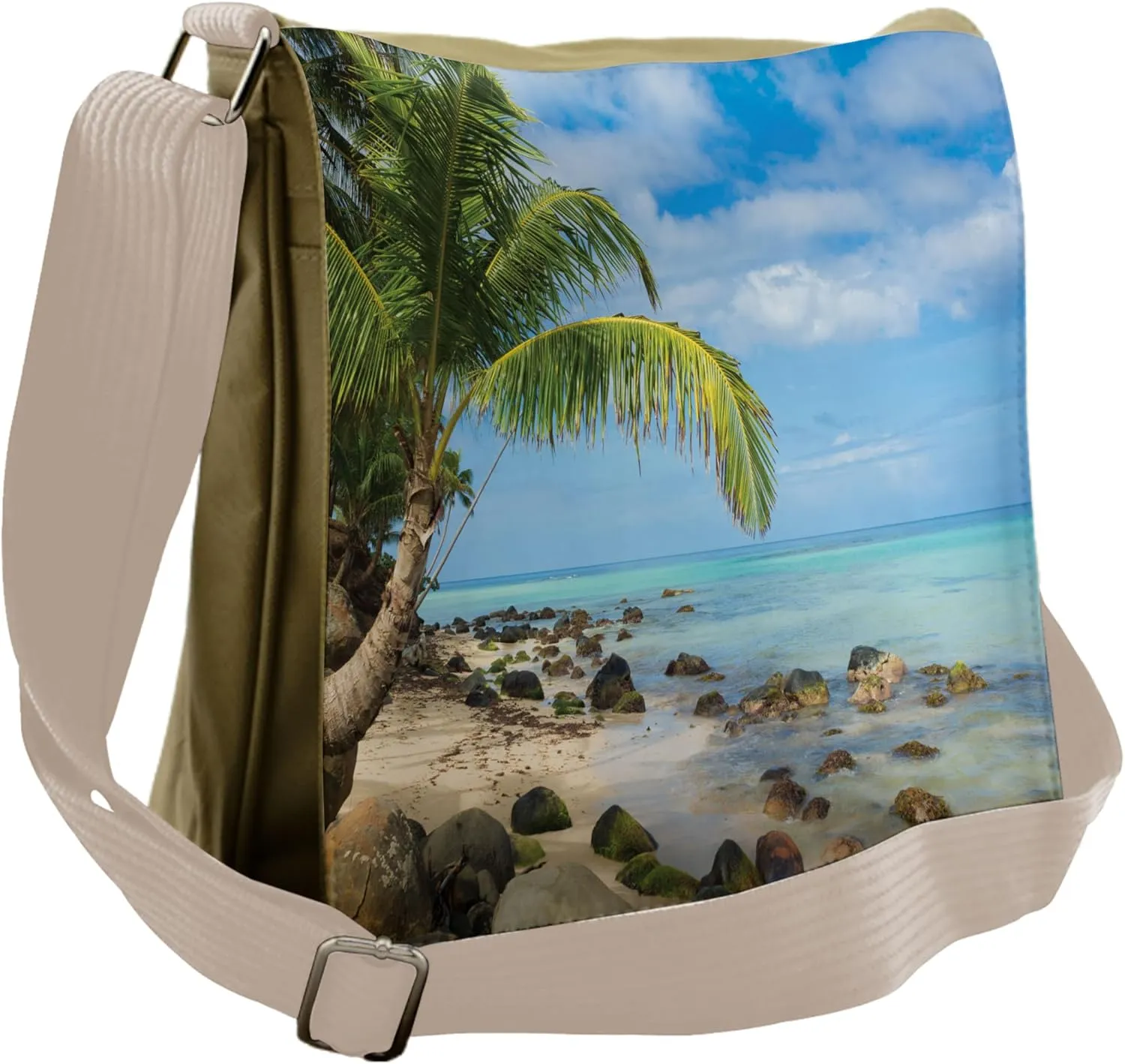 Lunarable Beach Messenger Bag, Romantic Coastline Scenery, Unisex Cross-body