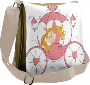 Lunarable Cartoon Messenger Bag, Little Cartoon Carriage, Unisex Cross-body