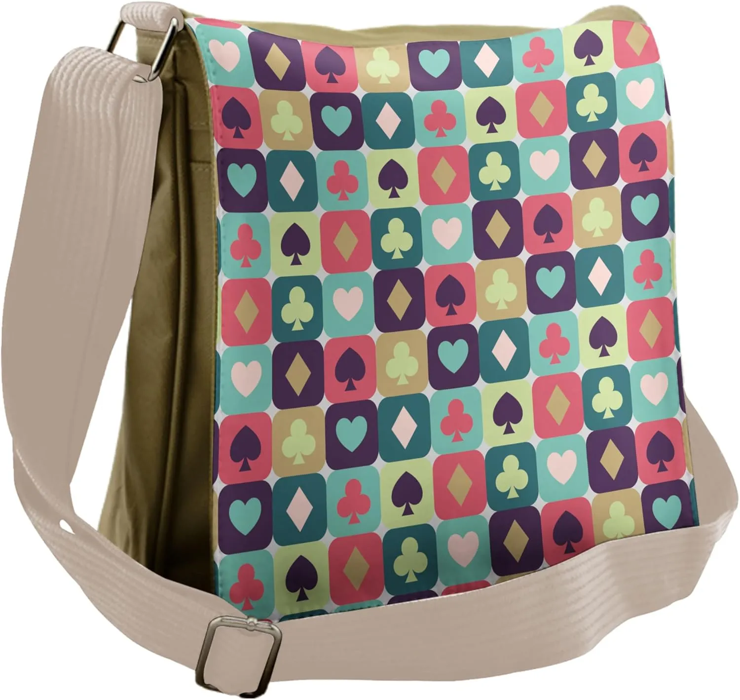 Lunarable Casino Messenger Bag, Jackpot Fun Enjoyment Print, Unisex Cross-body