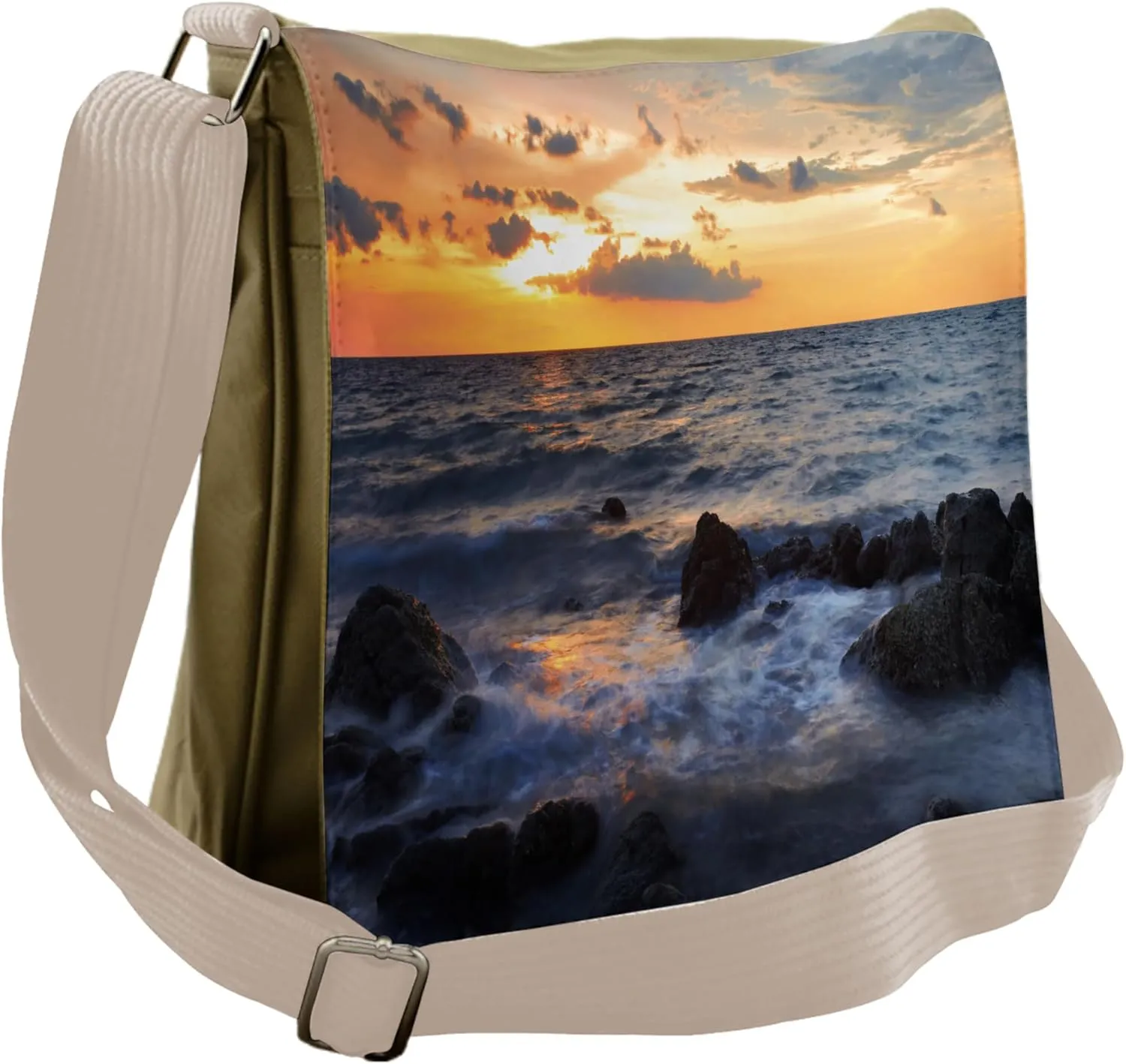 Lunarable Coastal Messenger Bag, Sunset View Thailand Tropic, Unisex Cross-body