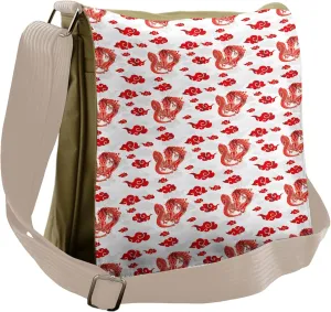 Lunarable Dragon Messenger Bag, Mythological Reptile Flying, Unisex Cross-body