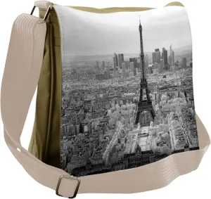 Lunarable Eiffel Tower Messenger Bag, Morning Scenic Urban, Unisex Cross-body