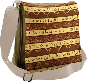 Lunarable Ethnic Messenger Bag, Egyptian Hieroglyphs, Unisex Cross-body