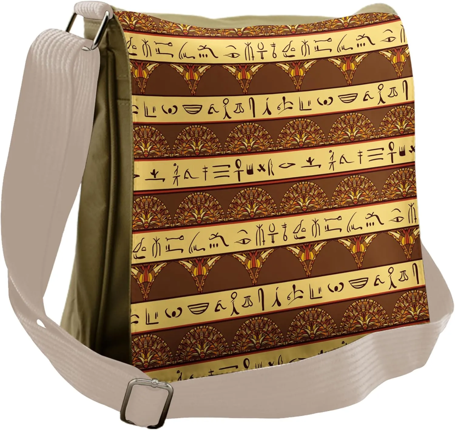 Lunarable Ethnic Messenger Bag, Egyptian Hieroglyphs, Unisex Cross-body