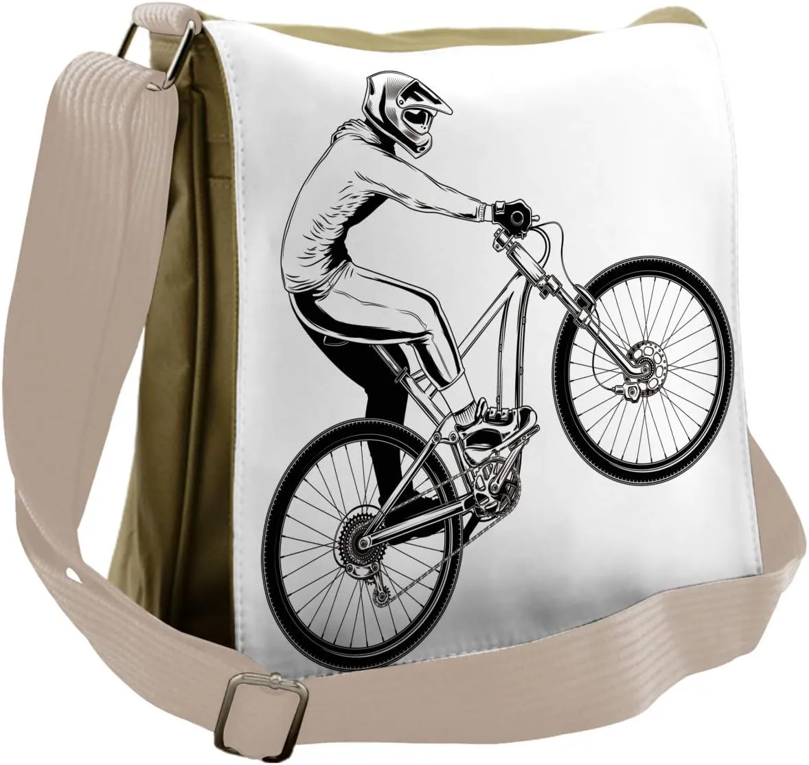 Lunarable Extreme Sports Messenger Bag, Bicycle Trick Theme, Unisex Cross-body