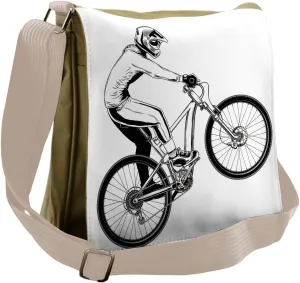 Lunarable Extreme Sports Messenger Bag, Bicycle Trick Theme, Unisex Cross-body