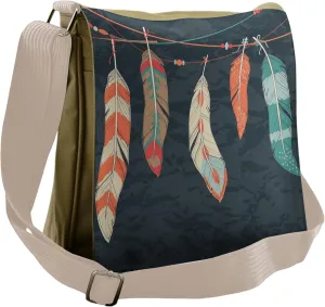 Lunarable Feather Messenger Bag, Colorful Art Design, Unisex Cross-body