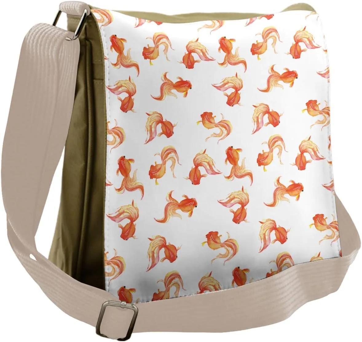 Lunarable Fish Messenger Bag, Goldfish Freshwater Aquarium, Unisex Cross-body