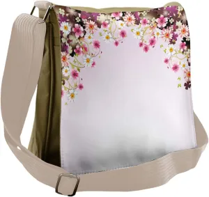 Lunarable Floral Messenger Bag, Daisy Bouquet Botany Petals, Unisex Cross-body