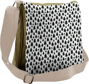 Lunarable Forest Messenger Bag, Evergreen Forest Monochrome, Unisex Cross-body