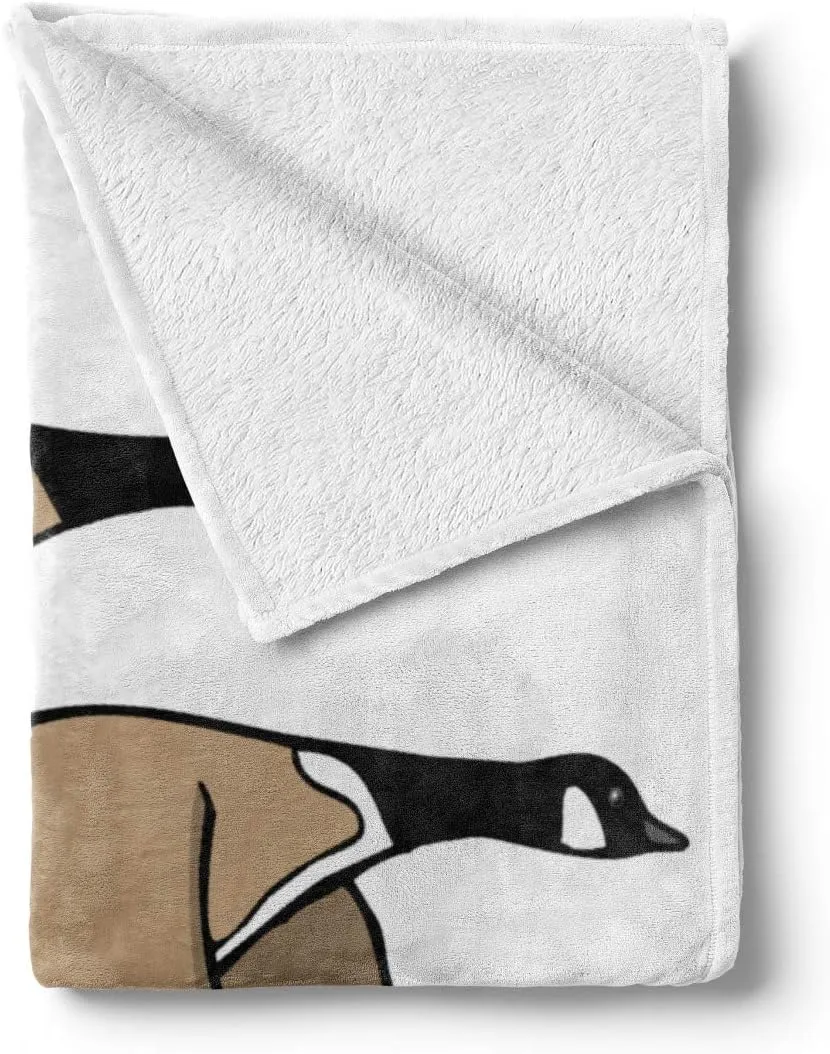Lunarable Goose Throw Blanket, Nature Migration Animal Themed Canadian Geese Flying Over Twigs Branches, Flannel Fleece Accent Piece Soft Couch Cover for Adults, 50" x 70", White Almond Dark Grey