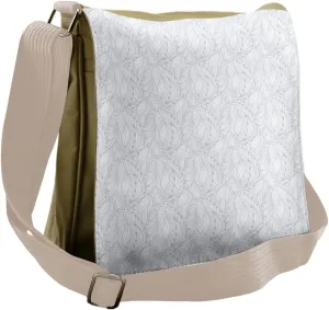 Lunarable Grey and White Messenger Bag, Continuous Swirls, Unisex Cross-body