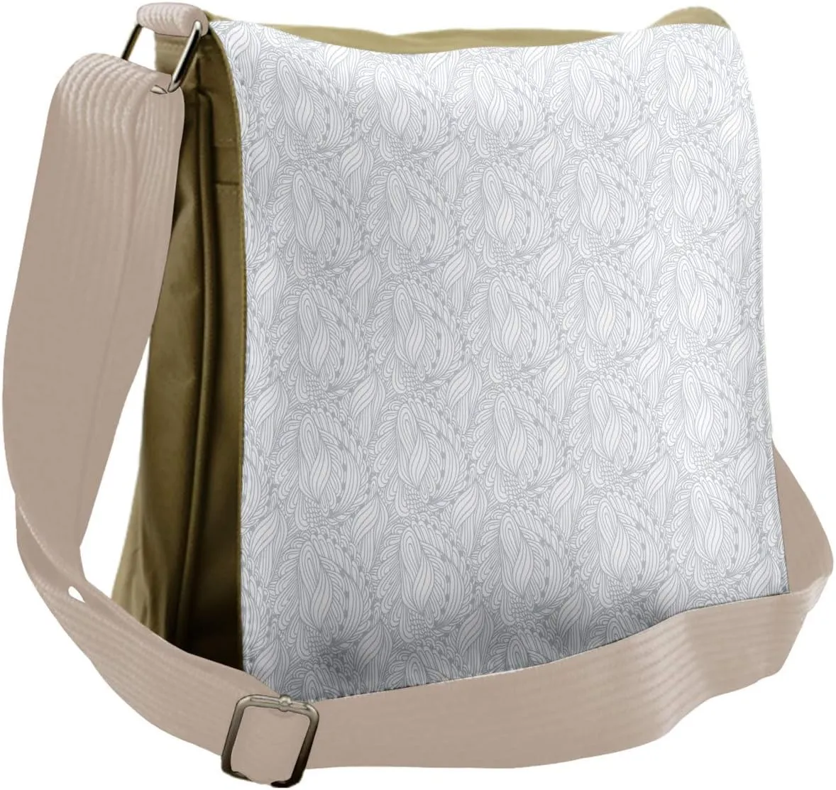 Lunarable Grey and White Messenger Bag, Continuous Swirls, Unisex Cross-body