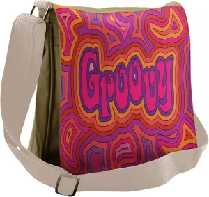 Lunarable Groovy Messenger Bag, Energetic Groovy Stripes, Unisex Cross-body