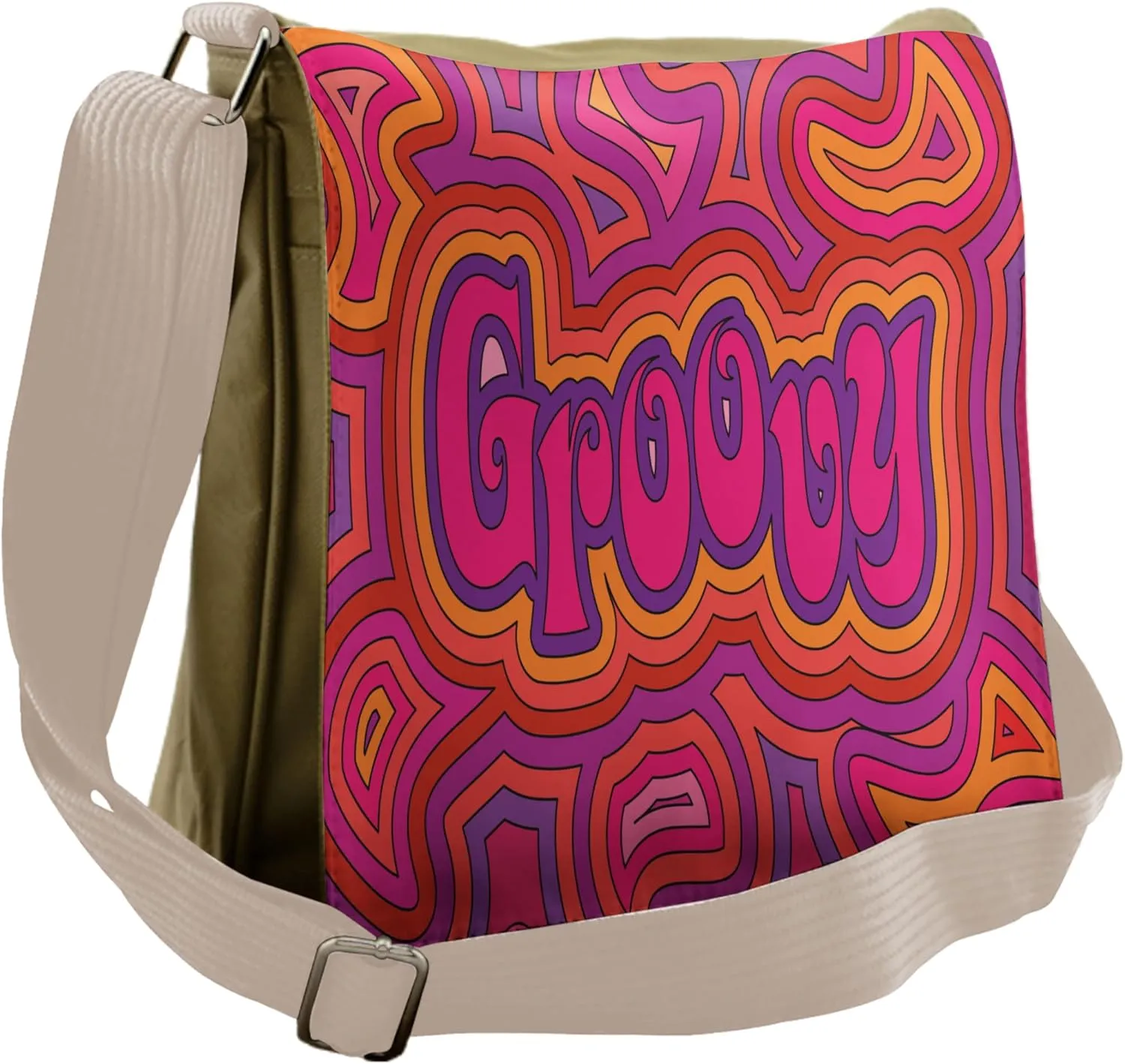 Lunarable Groovy Messenger Bag, Energetic Groovy Stripes, Unisex Cross-body