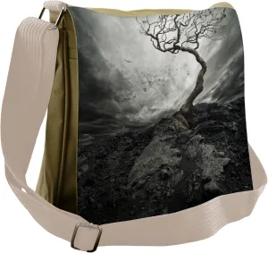 Lunarable Horror House Messenger Bag, Gulls and Lonely Tree, Unisex Cross-body