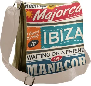 Lunarable Ibiza Messenger Bag, Majorca Manacor Islands, Unisex Cross-body
