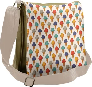 Lunarable Ice Cream Messenger Bag, Tasty Ice Cream Cones, Unisex Cross-body