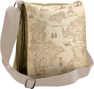 Lunarable Island Map Messenger Bag, Nautical Exploration, Unisex Cross-body